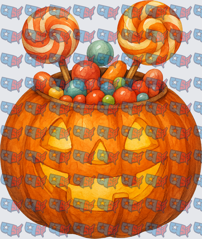 Halloween Jack-O-Lantern Overflowing With Candy (DTF)