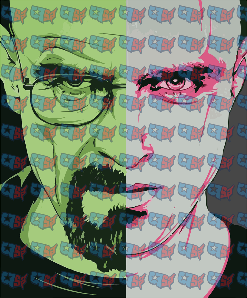 Bald Man With Glasses Split Color Pop Art Portrait (DTF)