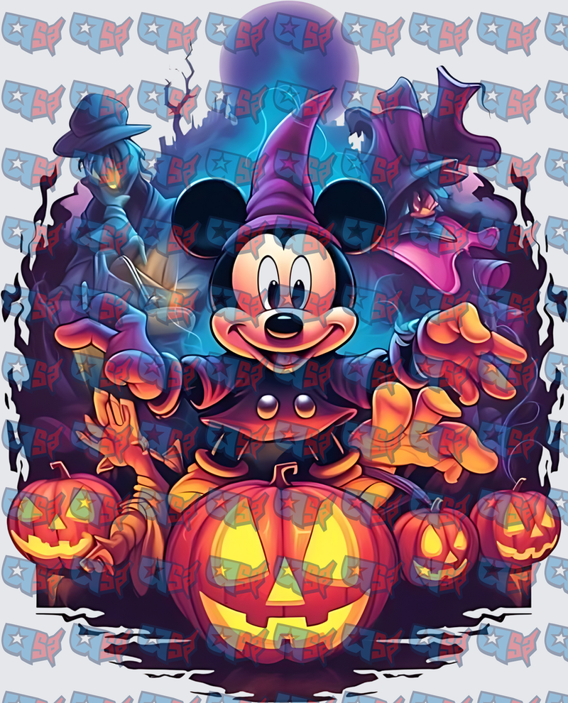 Halloween Cartoon Mouse Sorcerer Witch Hat Pumpkins (DTF)