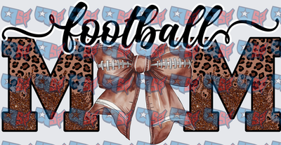 Football Mom Leopard Print Glitter Bow Letters (DTF)