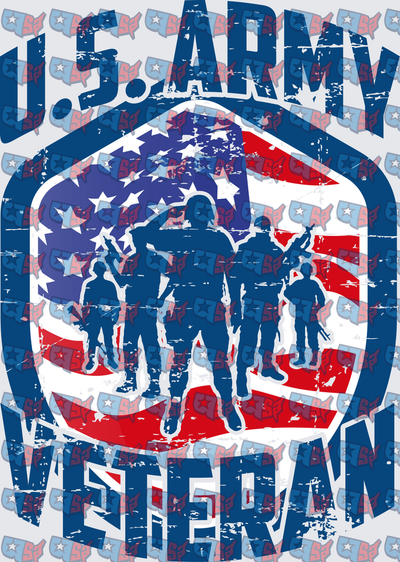 U.S. Army Veteran Distressed Flag Soldier Silhouettes (DTF)
