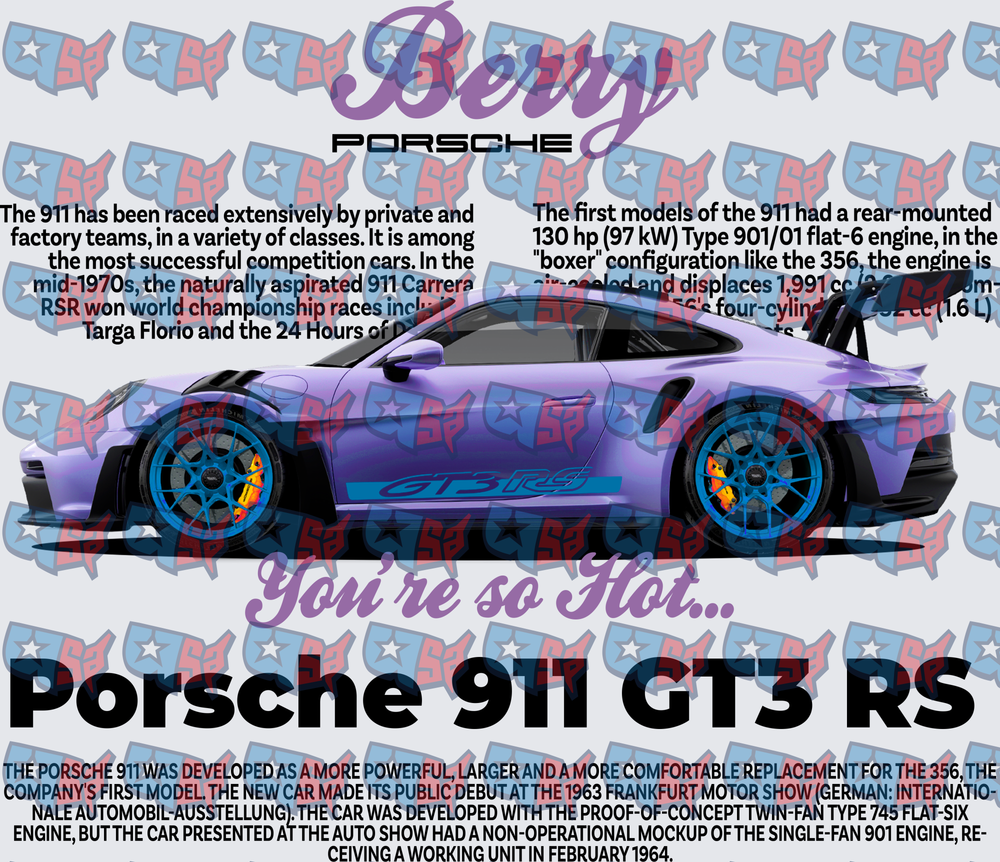 Purple Sports Car GT3 RS Racing Tribute Graphic (DTF)