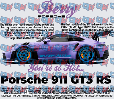 Purple Sports Car GT3 RS Racing Tribute Graphic (DTF)