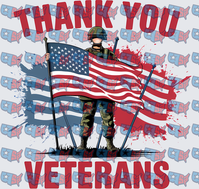 Thank You Veterans Soldier American Flag Patriotic (DTF)