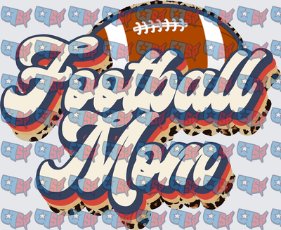 Retro Football Mom Leopard Print Script Design (DTF)
