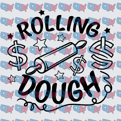 Rolling Dough Rolling Pin Dollar Signs Stars (DTF)