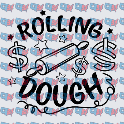 Rolling Dough Rolling Pin Dollar Signs Stars (DTF)