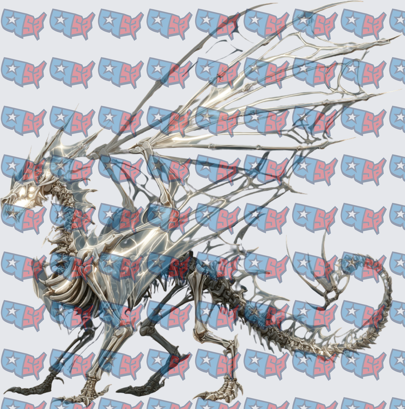 Skeletal Bone Dragon With Spread Wings (DTF)