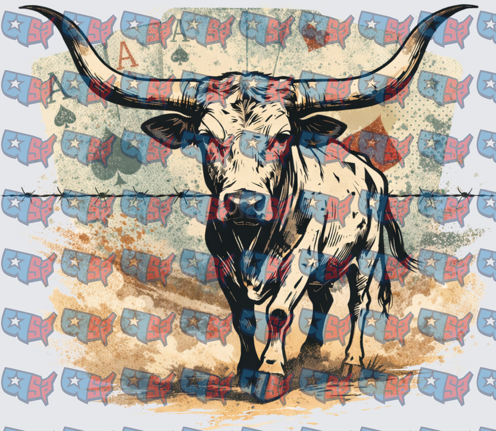 Patriotic Longhorn Bull Ace of Spades Western (DTF)
