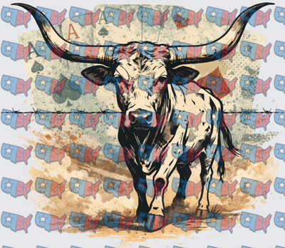 Patriotic Longhorn Bull Ace of Spades Western (DTF)