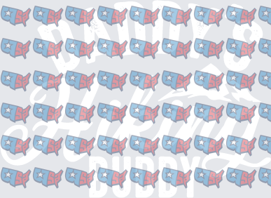 Patriotic USA Map Pattern Red White Blue (DTF)