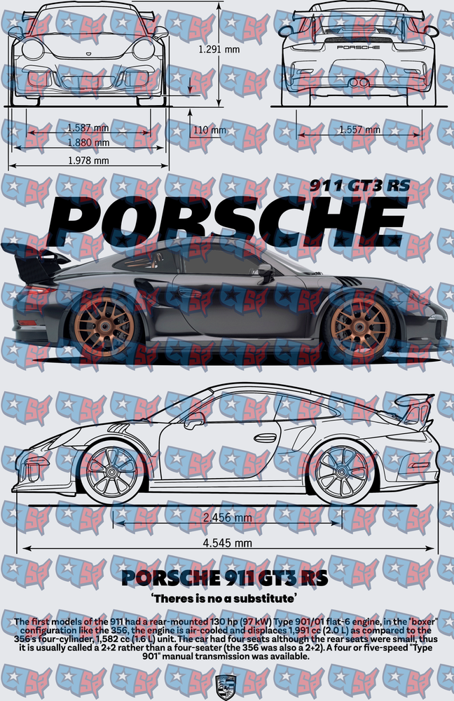 Porsche 911 GT3 RS Blueprint Spec Sheet Design (DTF)