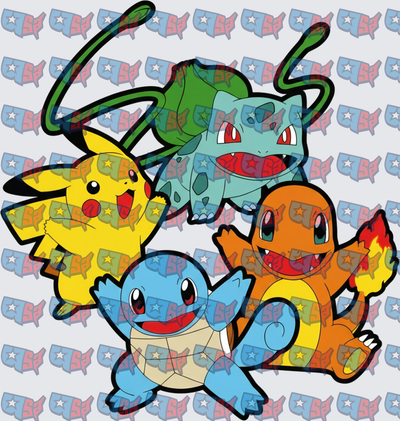 Pikachu Bulbasaur Charmander Squirtle Starter Squad (DTF)