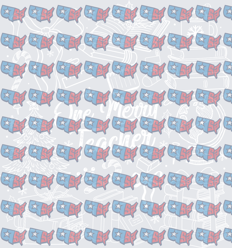 One Merry Teacher USA Map Patriotic Pattern (DTF)