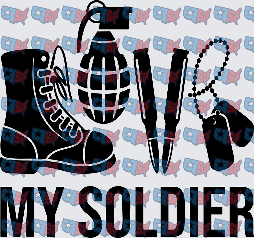 Love My Soldier Military Boot Grenade Dog Tag (DTF)