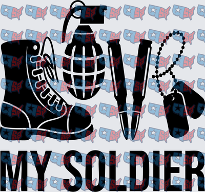 Love My Soldier Military Boot Grenade Dog Tag (DTF)