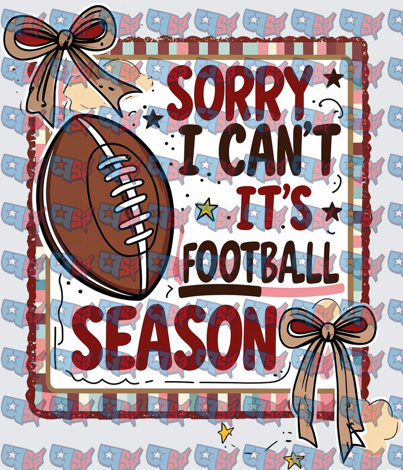 Sorry I Can't It's Football Season Bow Design (DTF)
