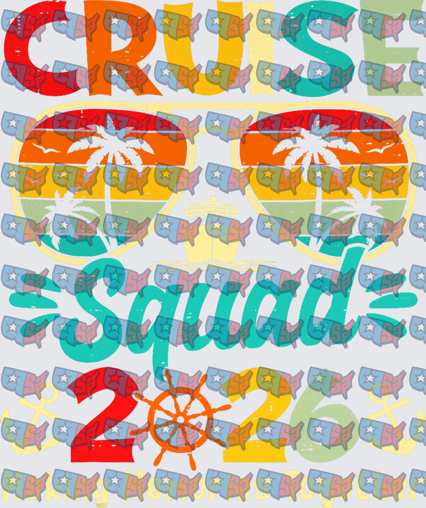 Cruise Squad 2026 Tropical Sunglasses Ship Wheel (DTF)