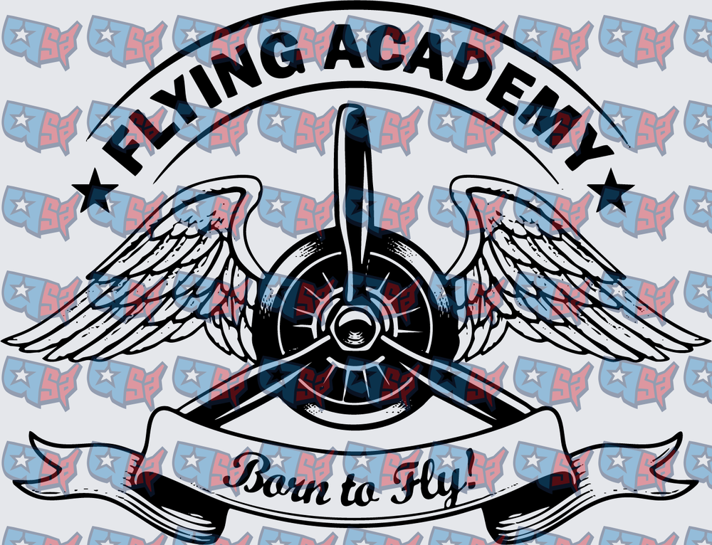 Flying Academy Born To Fly Propeller Wings Badge (DTF)