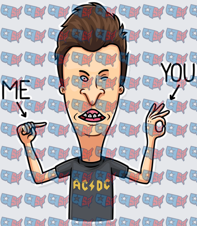 Beavis Me You Finger Gesture Rock Fan Cartoon (DTF)