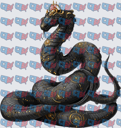 Armored Black Serpent With Golden Crown Markings (DTF)