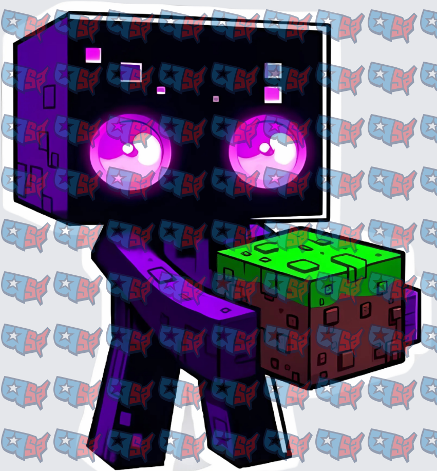 Blocky Dark Enderman Holding Grass Block (DTF)