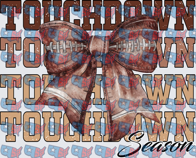 Touchdown Season Football Bow Coquette Stacked Text (DTF)