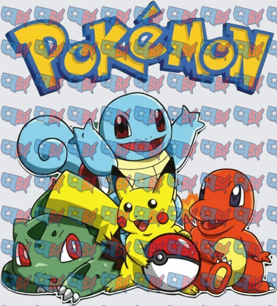 Pokemon Classic Starter Characters With Pikachu Group (DTF)