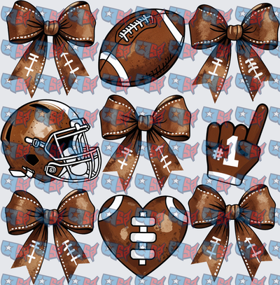 Football Bows Helmet Heart Fan Glove Bundle (DTF)