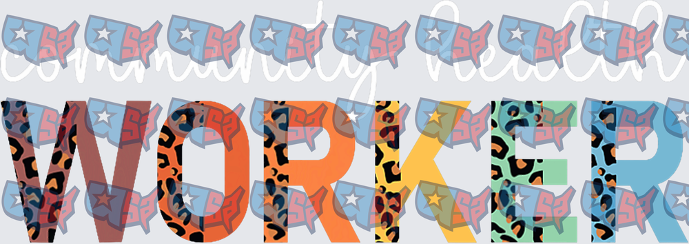 Community Health Worker Leopard Print USA Map Letters (DTF)