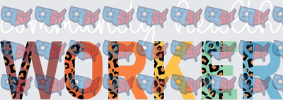 Community Health Worker Leopard Print USA Map Letters (DTF)