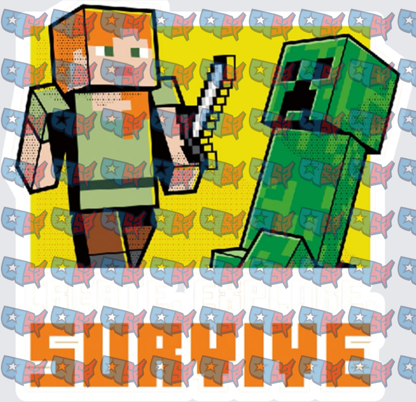 Pixel Block Character With Sword Fighting Creeper Survive (DTF)