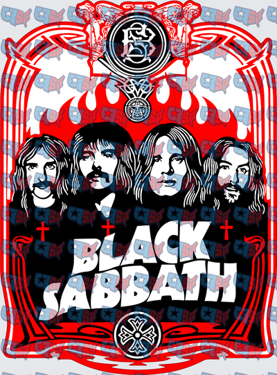 Classic Heavy Metal Band Portrait Art Nouveau Design (DTF)