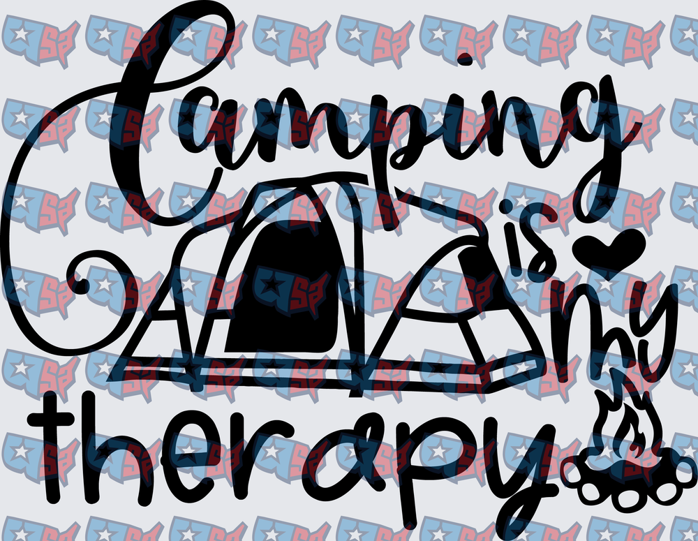Camping Is My Therapy Tent Campfire Quote (DTF)