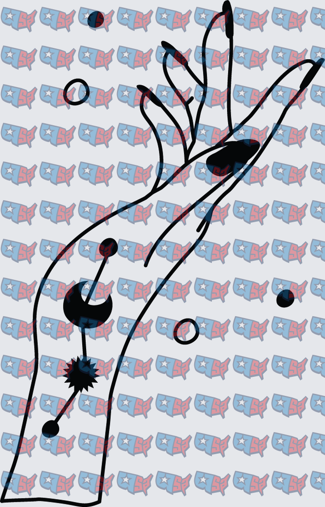Mystical Hand With Moon And Celestial Symbols (DTF)