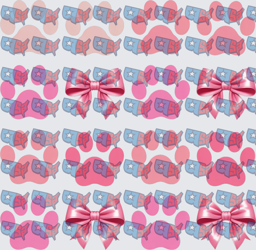 Pink Bow USA Map Paw Print Repeat Pattern (DTF)