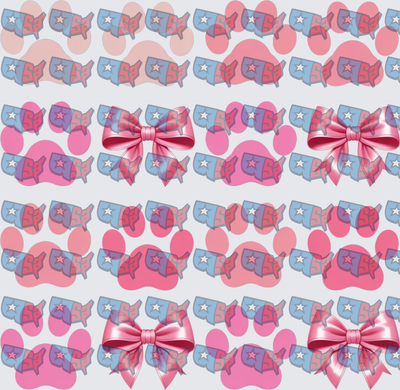 Pink Bow USA Map Paw Print Repeat Pattern (DTF)