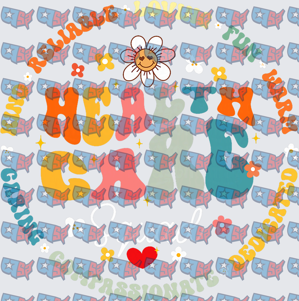 Retro Health Care Worker Floral Typography Design (DTF)