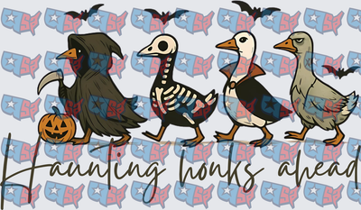 Haunting Honks Ahead Halloween Geese in Costumes (DTF)
