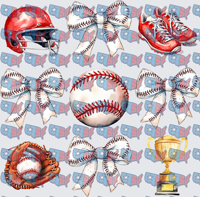 Watercolor Baseball Coquette Bow Sports Bundle (DTF)