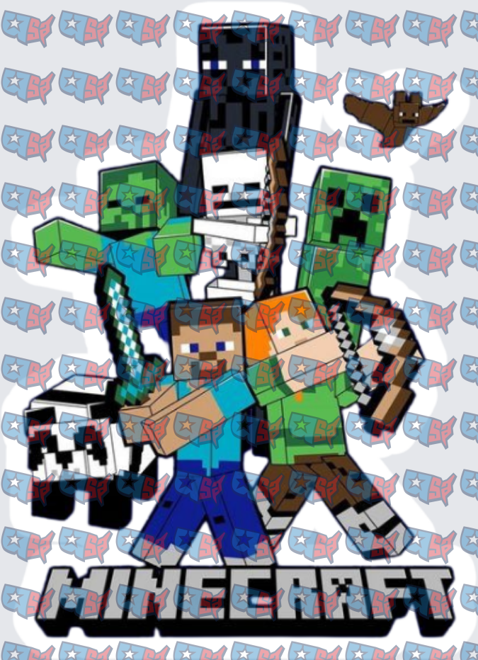Blocky Game Characters Steve Alex Creeper Squad (DTF)