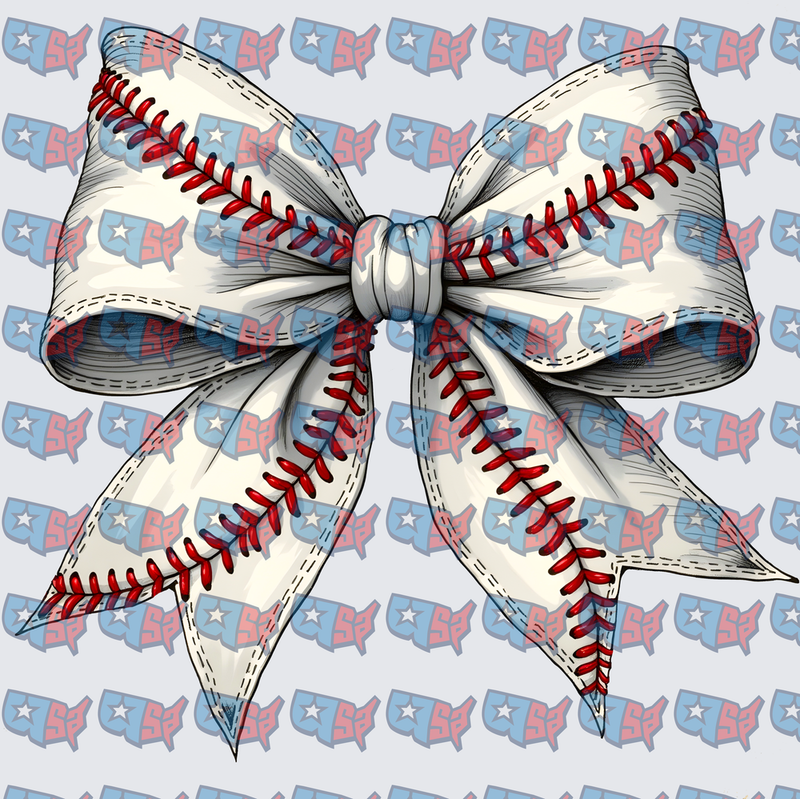 Baseball Stitch Ribbon Bow (DTF)