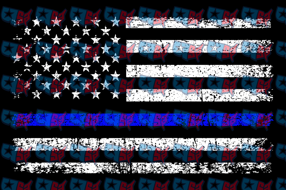 Distressed American Flag Thin Blue Line (DTF)