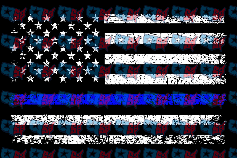 Distressed American Flag Thin Blue Line (DTF)