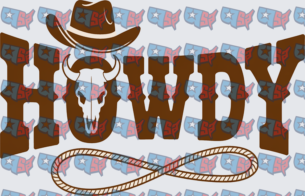 Howdy Western Cowboy Hat Bull Skull Lasso (DTF)