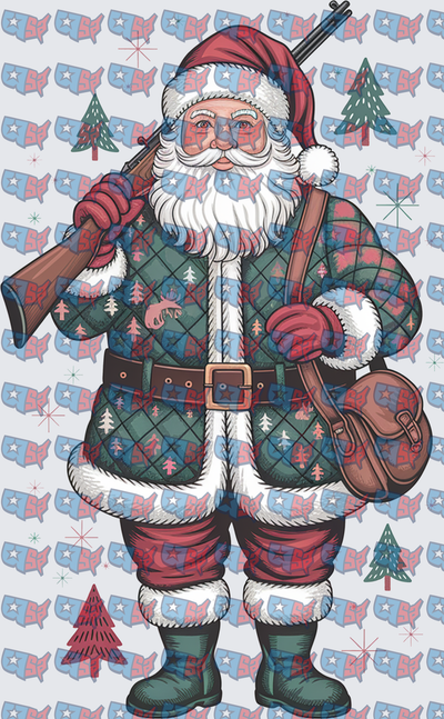 Hunting Santa Claus With Rifle And Game Bag (DTF)