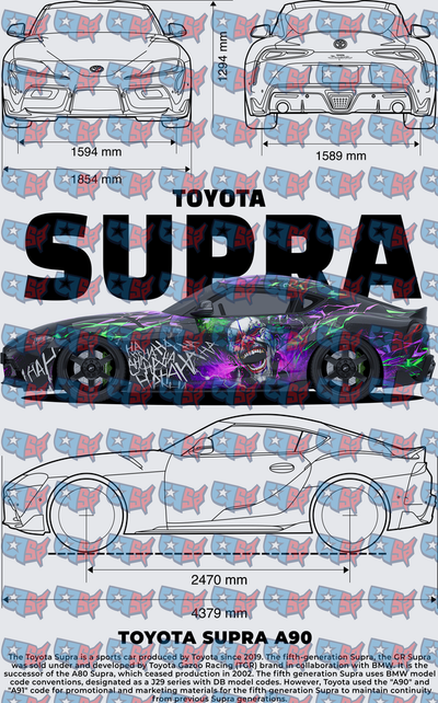 Toyota Supra A90 Joker Wrap Blueprint Design (DTF)