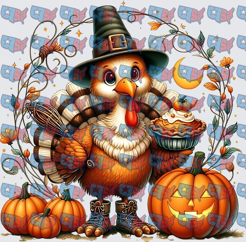 Cute Turkey Witch Hat Pumpkins Fall Harvest (DTF)
