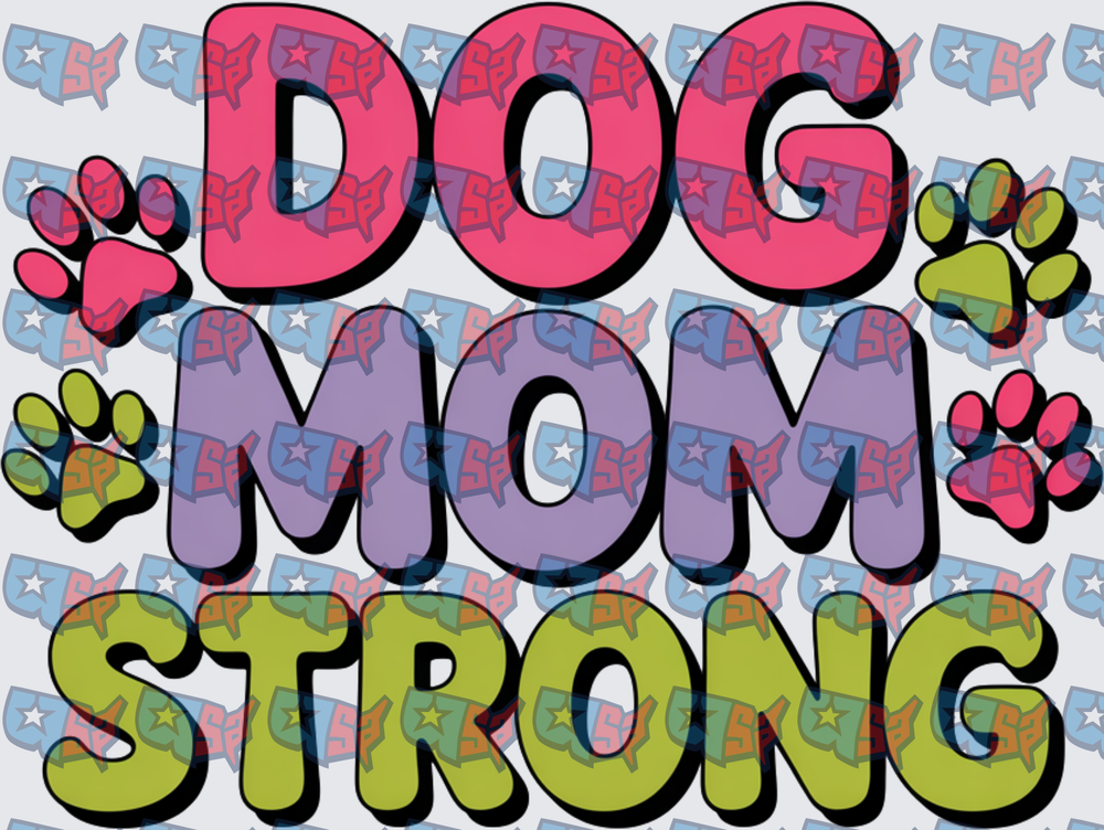Dog Mom Strong Paw Print Bold Colorful Design (DTF)