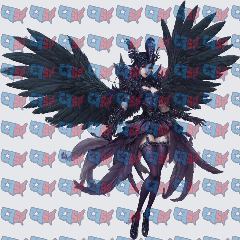 Dark Winged Fantasy Female Warrior With Black Feathers (DTF)